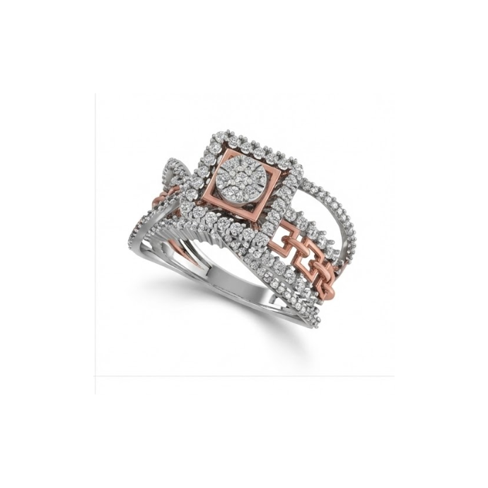 Royal Twin-Tone Geometric Diamond Ring