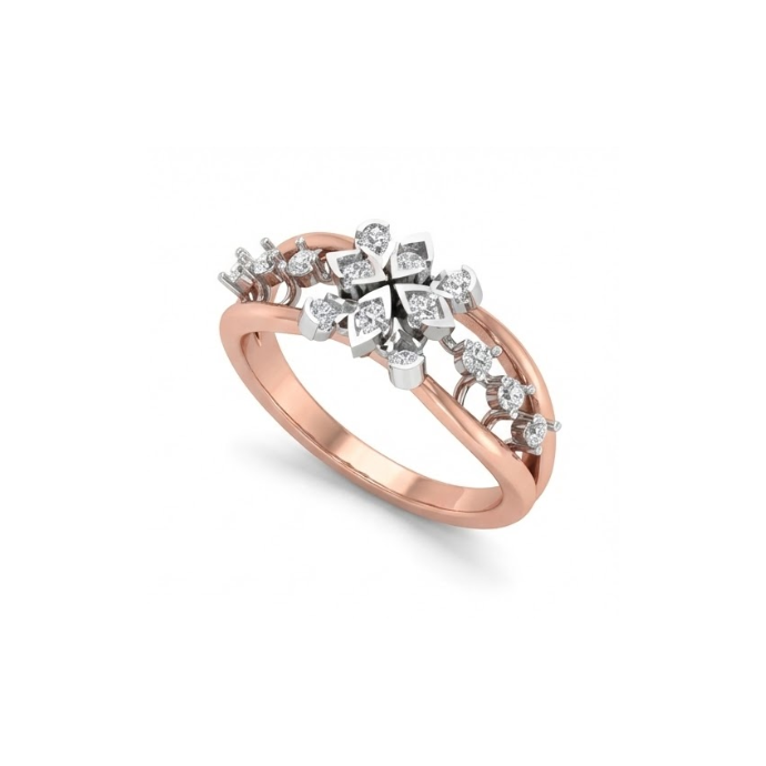 Dual Row Floral Cluster Diamond Ring