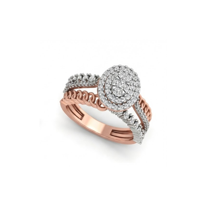 Oval Halo Twisted Shank Diamond Ring