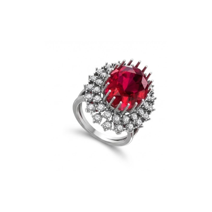 Royal Ruby Double-Halo Statement Ring