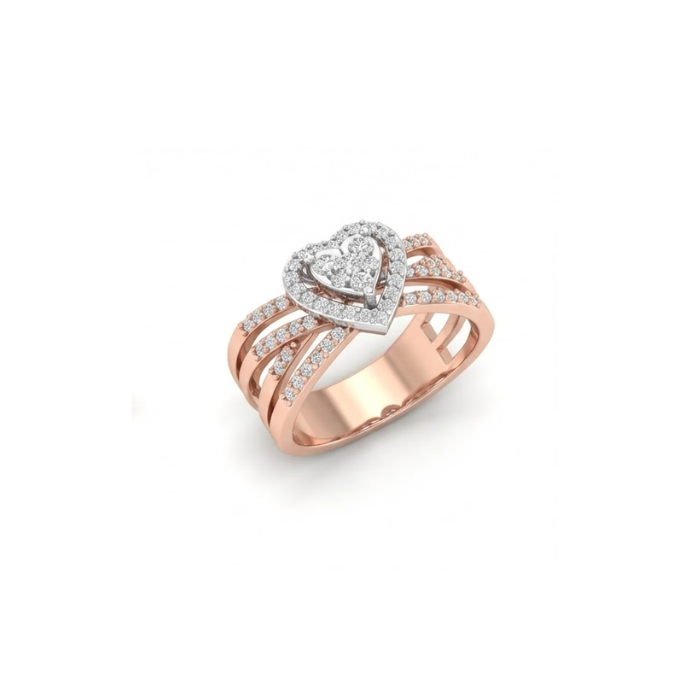 Heart-Shaped Diamond Cluster Statement Ring