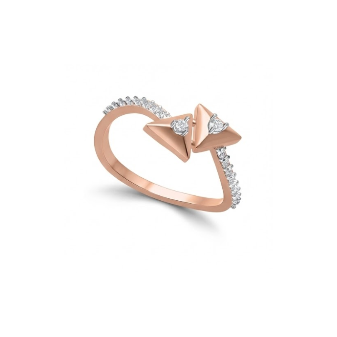 Modern Twin Pyramid Diamond Ring