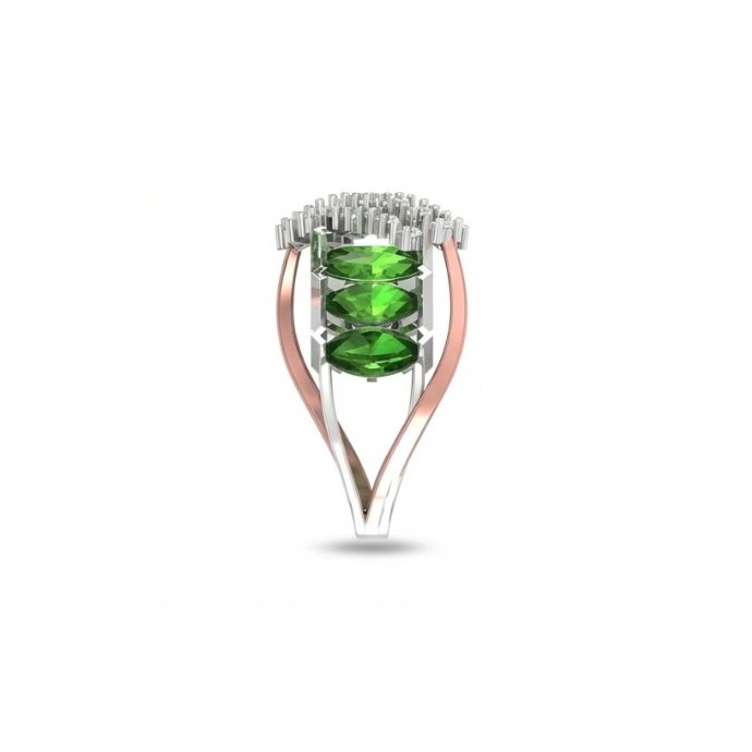 Green Marquise Spiral Diamond Ring