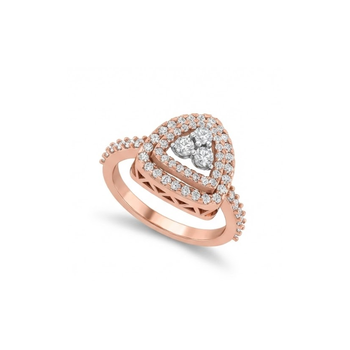 Tri-Halo Heart Cluster Diamond Ring