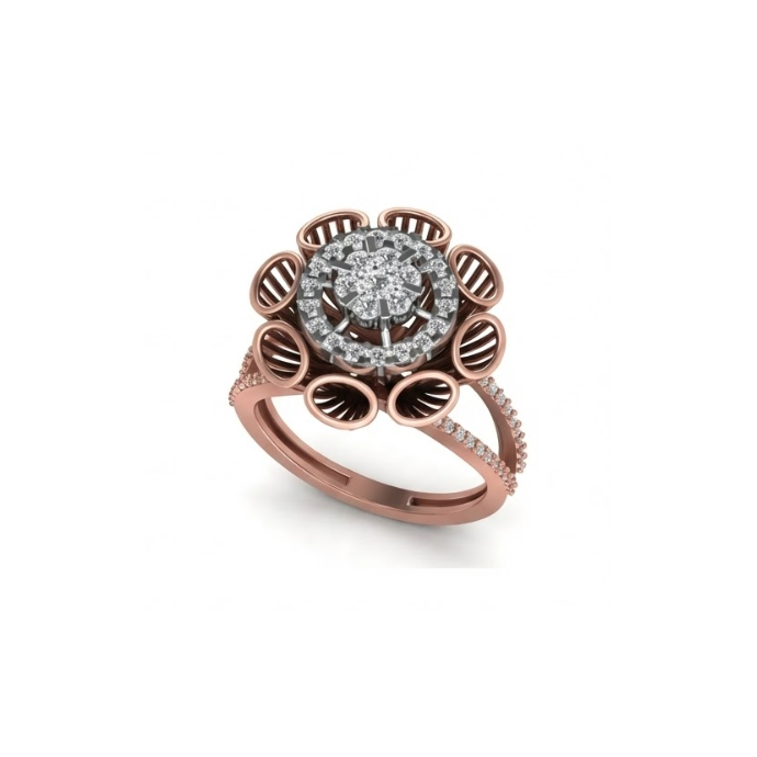 Floral Halo Dome Diamond Ring