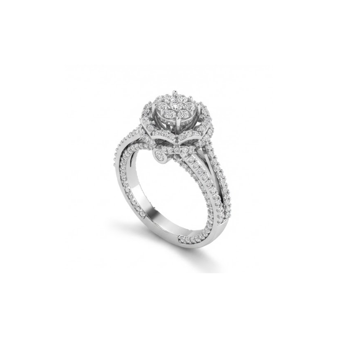 Grand Halo Floral Diamond Cluster Ring