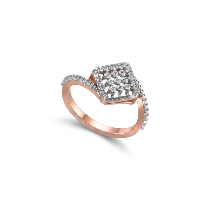Contemporary Grid Halo Diamond Ring