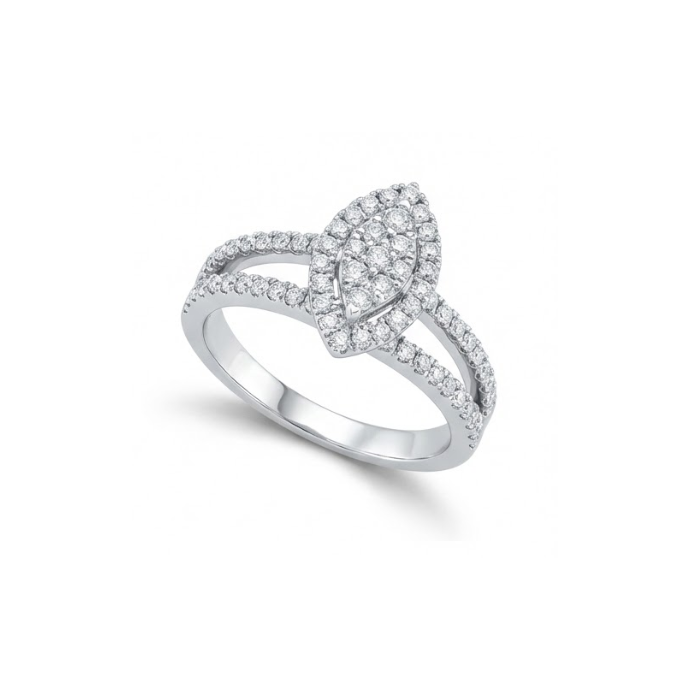 Marquise Cluster Split-Shank Diamond Ring
