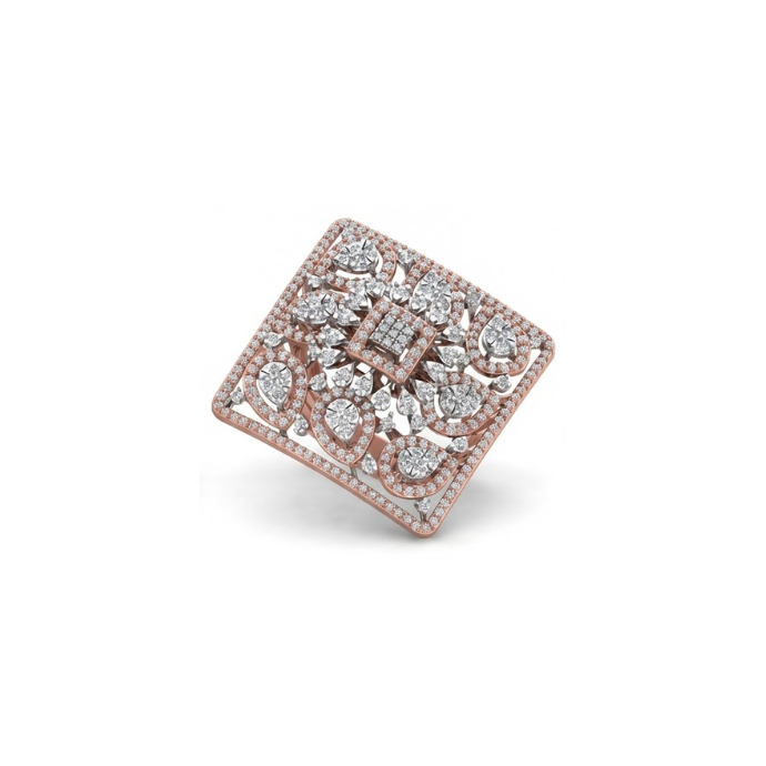 Grand Royal Square Diamond Cocktail Ring