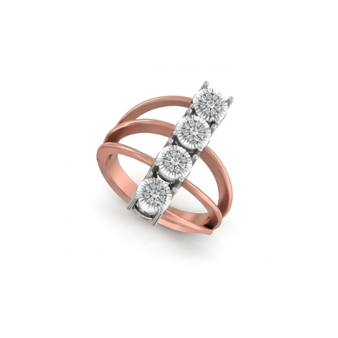 Triple Solitaire Crossover Diamond Ring