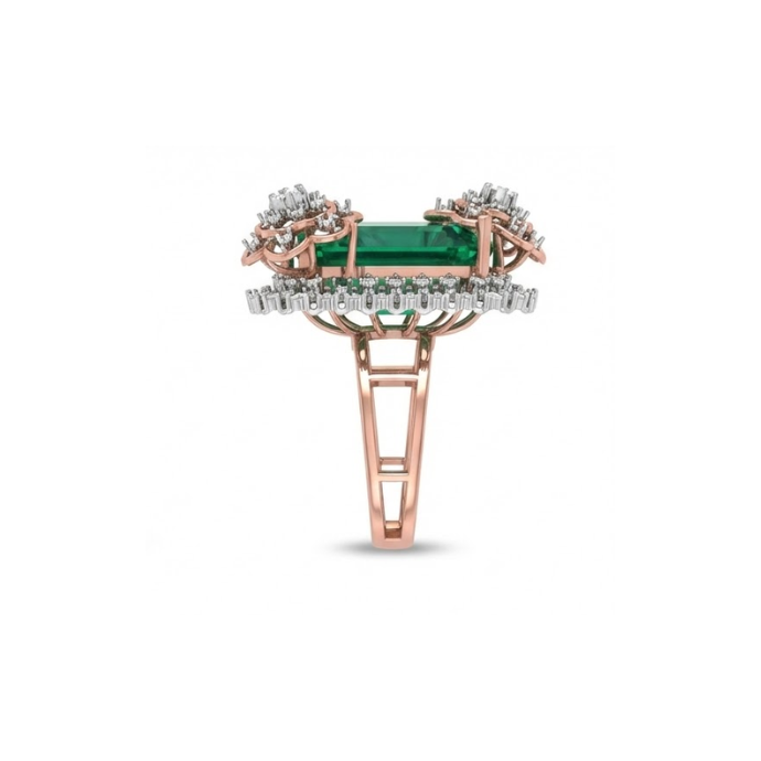 Emerald Royale Double Floral Diamond Ring