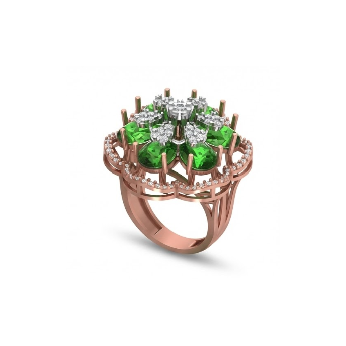 Floral Emerald & Diamond Majestic Ring