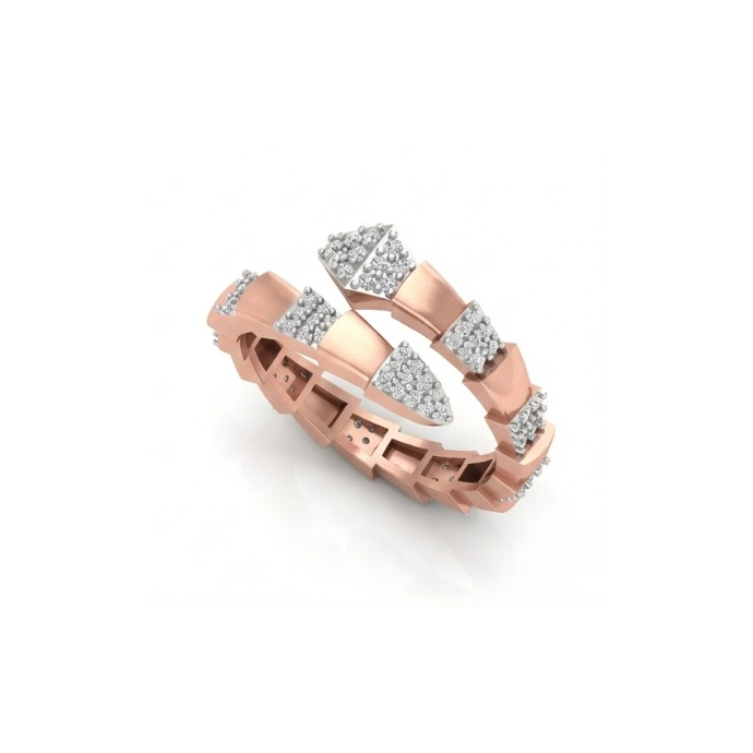 Contemporary Diamond Studded Zig-Link Ring
