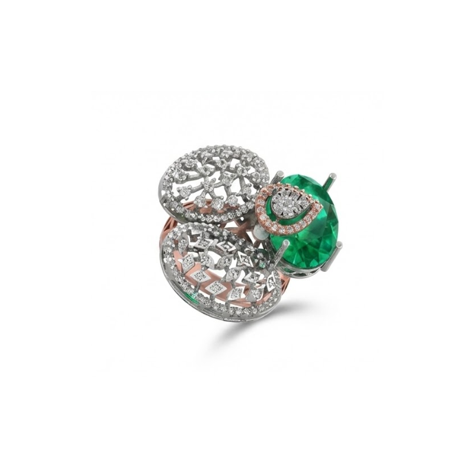 Emerald Petal Cluster Diamond Ring