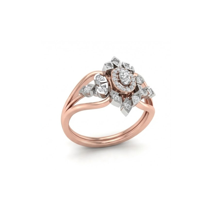 Regal Floral Halo Diamond Ring