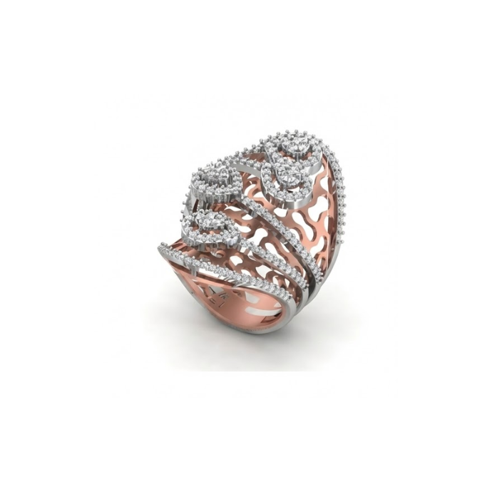Grand Multi-Layer Diamond Statement Cocktail Ring