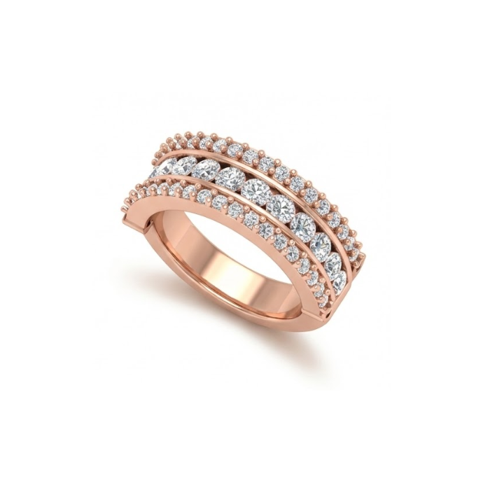 Triple Row Diamond Band Ring