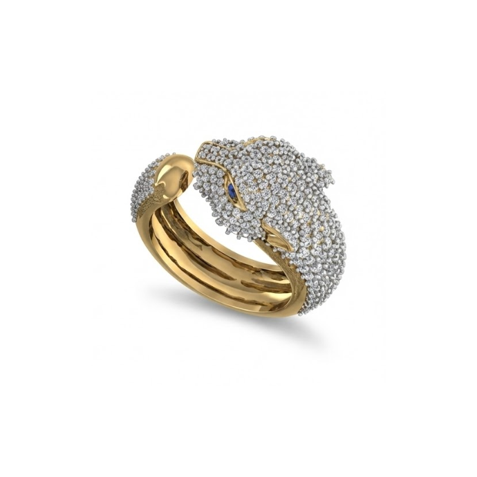 Majestic Leopard Head Pavé Diamond Ring