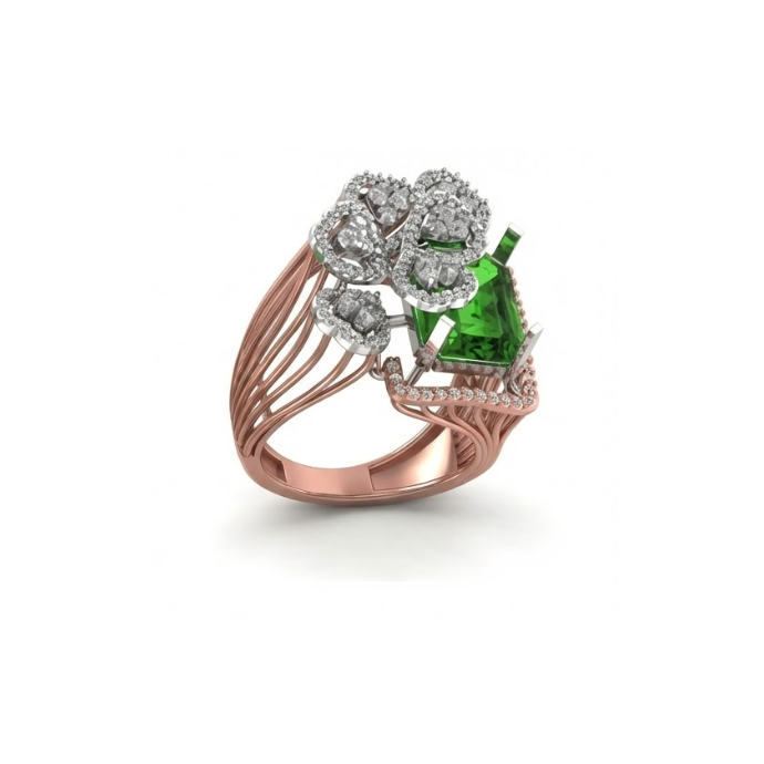 Floral Cluster Emerald Statement Ring