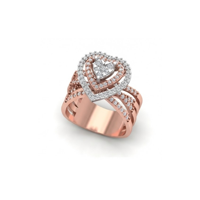 Double Heart Halo Diamond Ring