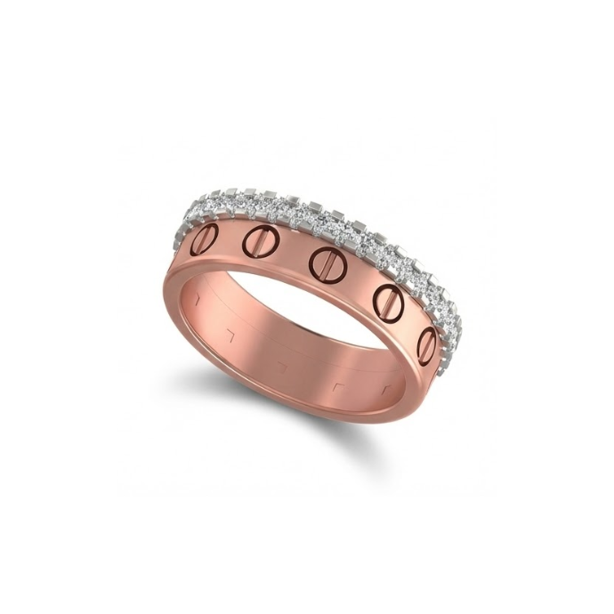 Screw Motif Diamond Band Ring