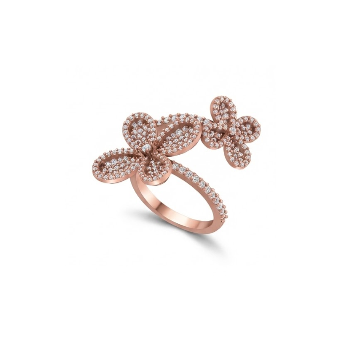 Triple Floral Cluster Diamond Ring