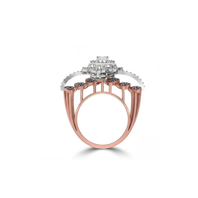 Grand Royal Sapphire & Diamond Floral Cocktail Ring