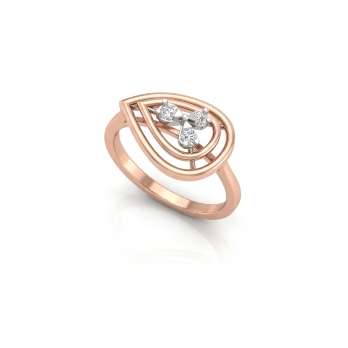 Tear-Drop Triple Diamond Ring