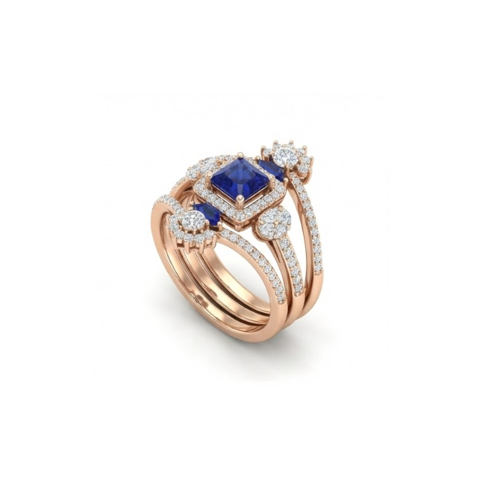 Royal Blue Sapphire & Diamond Designer Ring