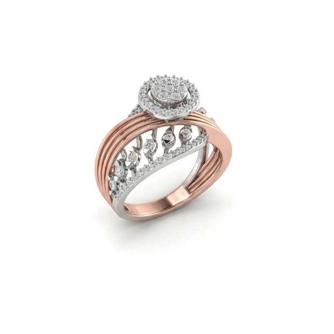 Designer Dual-Tone Halo Diamond Ring