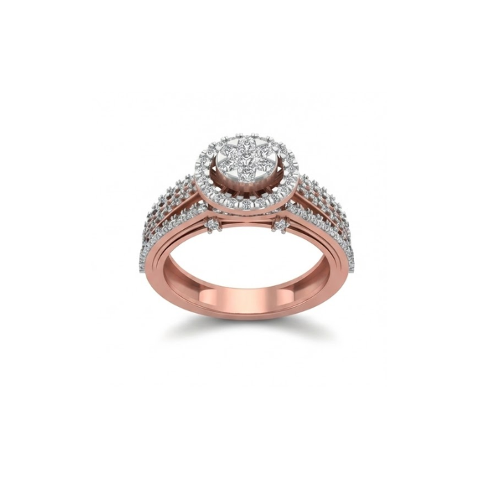 Triple Band Halo Cluster Diamond Ring