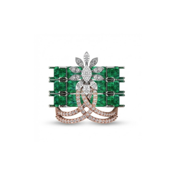Emerald Cascade Floral Cluster Ring