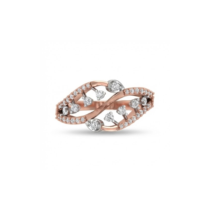 Double Leaf Diamond Cluster Ring