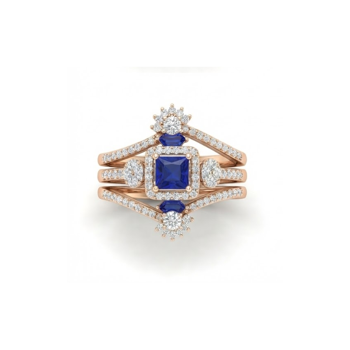 Royal Blue Sapphire & Diamond Designer Ring