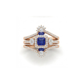 Royal Blue Sapphire & Diamond Designer Ring