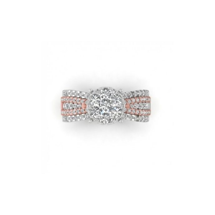 Dual-Tone Cluster Halo Diamond Ring