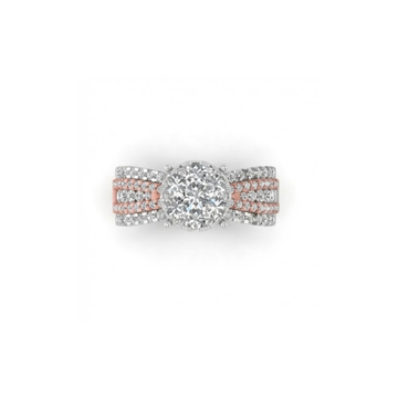 Dual-Tone Cluster Halo Diamond Ring