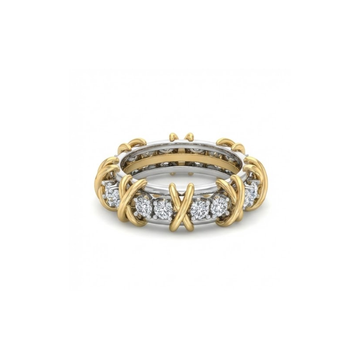 Two-Tone Diamond Eternity Ring with X-Wrap Design