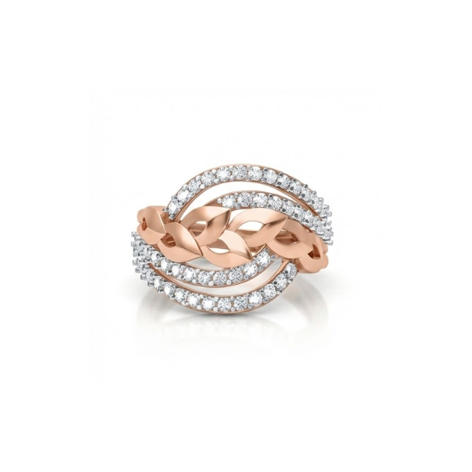 Twisted Leaf Diamond Band Ring