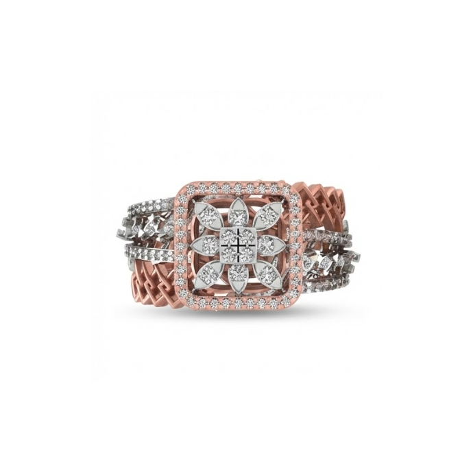 Regal Floral Square Halo Diamond Ring