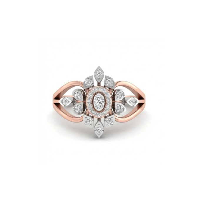 Regal Floral Halo Diamond Ring