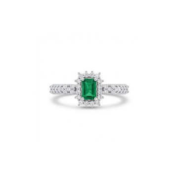 Emerald Radiance Halo Diamond Ring