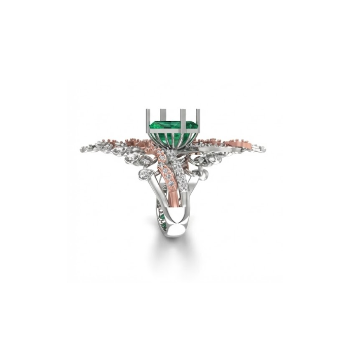 Grand Emerald Elegance Diamond Cocktail Ring