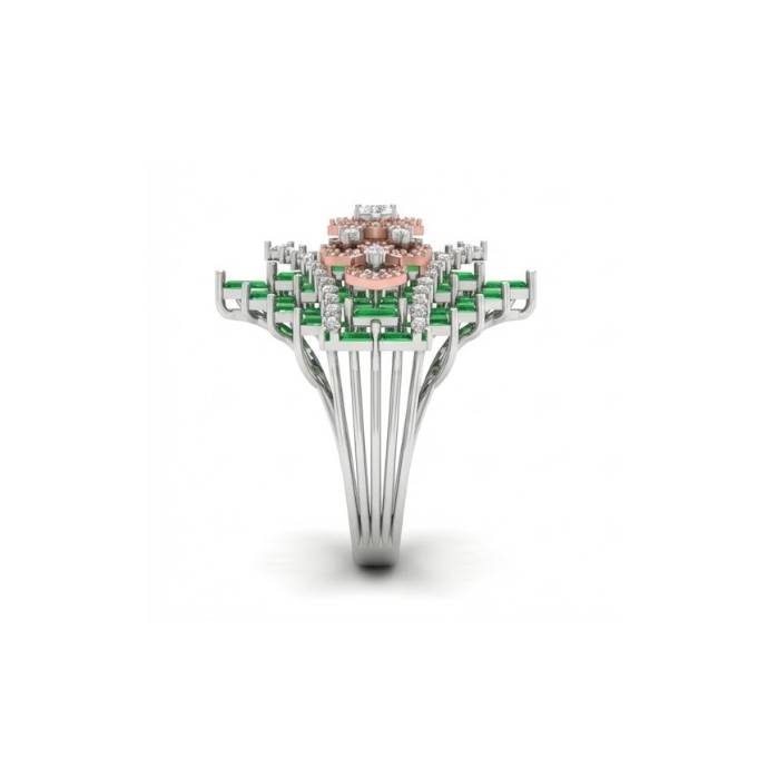 Emerald Green Baguette Royal Diamond Ring