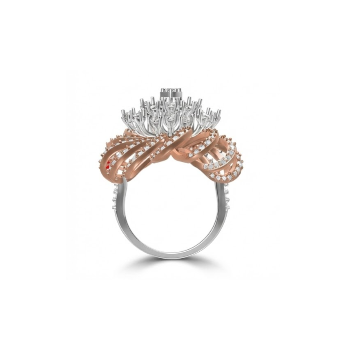Grand Spiral Floral Diamond Statement Ring