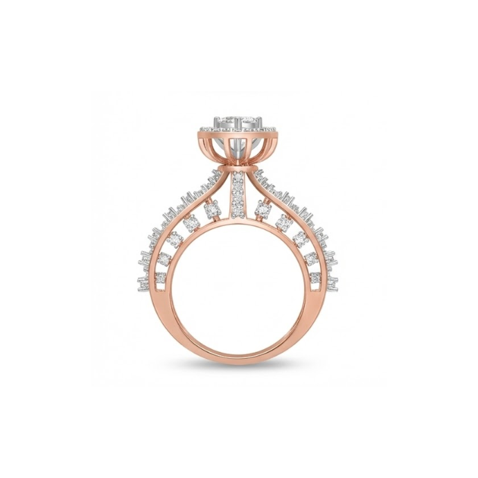 Oval Halo Dome Statement Diamond Ring