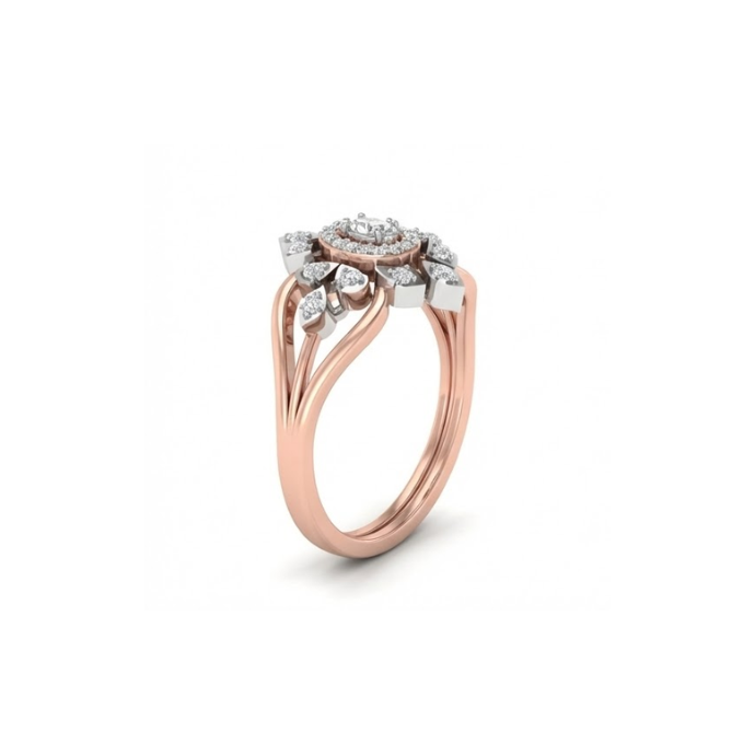 Regal Floral Halo Diamond Ring