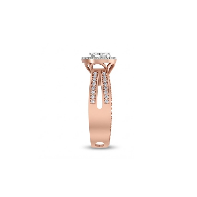 Heart Halo Triple-Row Diamond Ring