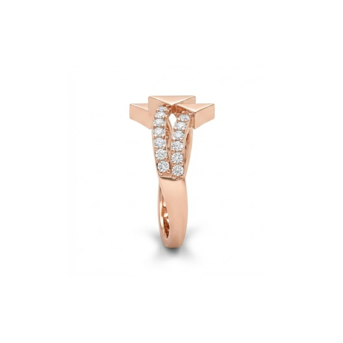 Geometric Pyramid Accented Diamond Ring