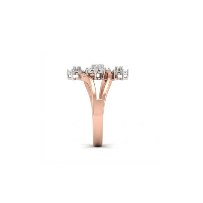 Triple Floral Cluster Curve Diamond Ring